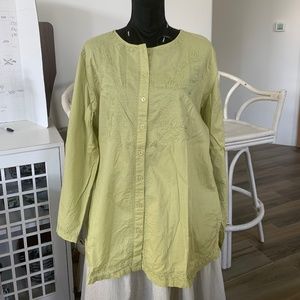 D&Co top cotton  light green/olive embroidery